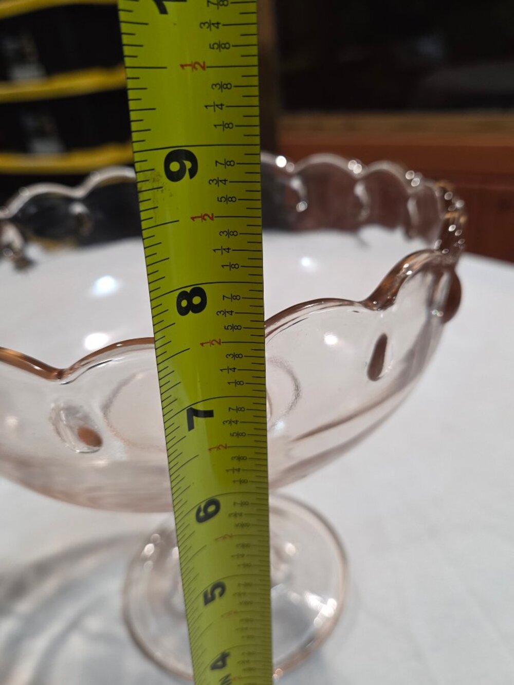 Vintage Indiana Glass Teardrop Pink Satin Pedestal Compote Bowl Pair - Picture 3 of 4